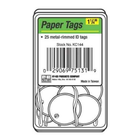 Hy-Ko Prod 25PK 114 WHT TagRing KC144